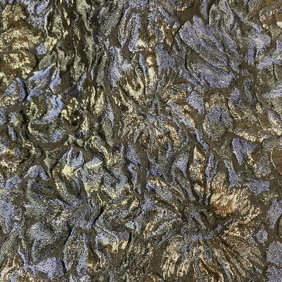 THEIA DRESS 4 METALLIC JACQUARD FLORAL BLUE GOLD COCKTAIL SHEATH SLEEVELESS - Picture 6 of 6